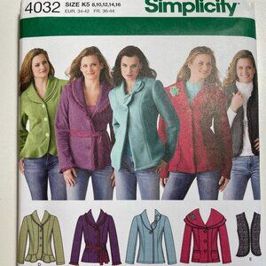 Misses Jacket and Vest New Uncut Sewing Pattern Simplicity 4032 Size 6-14